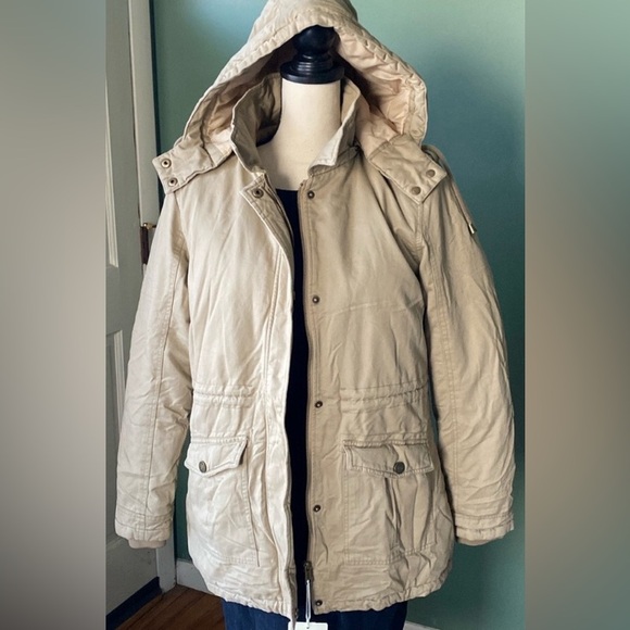 New Sz M Womens brown winter Sherpa lined business casual jacket with hood - Picture 6 of 11